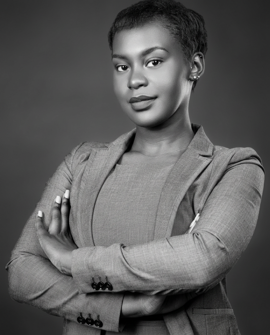 Black and white portrait of Odia Liyolo, Director of Operations at TalentX